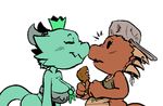  alpha_channel big_breasts blush breasts chubby clothed clothing cooking_pot crown eskimo_kiss female flat_chested food horn kissing kobold kobold_princess okiedokielowkey pixel_art plain_background princess reptile royalty saucepan scalie size_difference skimpy torn_clothing towergirls transparent_background 