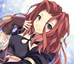 blush long_hair looking_at_viewer normaland red_eyes red_hair smile solo 