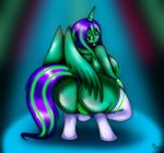  2015 anthro anus big_breasts big_butt breasts butt crossgender dock duo equine fan_character female fluoresca_neon gloves glowing hair half-closed_eyes hi_res horn huge_breasts looking_at_viewer mammal my_little_pony pussy suirano winged_unicorn wings 