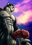  abs anthro biceps bleakcat canine male mammal muscles nipples pecs penis wolf 