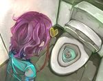  bathroom from_above from_behind komeiji_satori migi_tonari partially_immersed pink_hair third_eye toilet touhou 