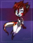  4_fingers anthro belly_scales blue_tongue breasts chibi cookie_(character) cookie_(popesslodovica) cute dragon female front_view fur hybrid mammal marsupial reptile scalie sugardose_(artist) tasmanian_devil 