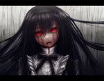  akemi_homura black_hair blank_eyes blood blood_from_mouth bloody_tears dress funeral_dress gothic_lolita hairband homulilly horror_(theme) lastdark lolita_fashion long_hair mahou_shoujo_madoka_magica mahou_shoujo_madoka_magica_movie portrait red_eyes ribbon solo 