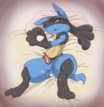  2014 after_sex anal anal_penetration anthro balls bed blush canine crying cum cum_in_ass cum_inside cum_on_penis cum_on_stomach doneru drooling erection fur looking_at_viewer lucario lying male mammal nintendo on_back open_mouth orgasm paws penetration penis pillow pok&eacute;mon red_eyes saliva sex solo spikes sweat tears teeth uncensored video_games 