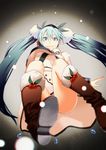  aqua_hair bad_id bad_pixiv_id blue_eyes boots brown_footwear fur_boots hatsune_miku highres knee_boots long_hair looking_at_viewer rane_(etsu) smile solo twintails vocaloid 