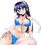  bikini black_hair breasts glasses green_eyes hairband kantai_collection large_breasts long_hair ooyodo_(kantai_collection) sentape swimsuit 