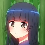  anime_coloring bad_id bad_pixiv_id black_hair close-up closed_mouth face long_hair looking_at_viewer mikomiko_(mikomikosu) smile solo strike_witches world_witches_series yamakawa_michiko yellow_eyes 