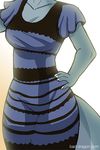  animated anthro bad_dragon blue_scales breasts cleavage clothed clothing dragon dress english_text faceless_female female janine_(bad_dragon) meme solo text unknown_artist 