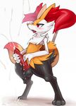  animal_genitalia anthro balls big_penis blush braixen canine_penis cum cum_on_face cum_on_ground cum_on_hand cum_on_penis cumshot digitigrade male masturbation nintendo open_mouth orgasm penis plain_background pok&eacute;mon shiron_(artist) solo thick_thighs tongue tongue_out uncensored video_games white_background wide_hips 