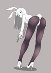  animal_ears ass black_legwear breasts bunny_ears bunny_girl bunny_tail bunnysuit fatkewell gun handgun high_heels medium_breasts monochrome pantyhose pistol sketch solo tail weapon wrist_cuffs 