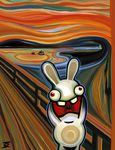  ambiguous_gender edvard_munch hilarious humor inspired_by_proper_art misteringo painting parody rabbids raving_rabbids screaming the_scream ubisoft video_games 