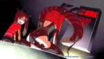  ass breasts capsule_servant fate_(series) high_heels leotard medium_breasts medori multiple_girls neon_genesis_evangelion official_art seele thighhighs to-saka toosaka_rin twintails underboob 