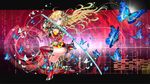  binary blonde_hair blue_eyes boots breasts bug butterfly digital_rain elbow_gloves flower gloves hair_flower hair_ornament hexagon highres insect lily_(vocaloid) long_hair looking_at_viewer medium_breasts ribbon sakura_moyon skirt solo sword thigh_boots thighhighs vocaloid weapon 