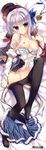  :o absurdres bed_sheet black_legwear blue_bra blue_panties bow bow_bra bra bra_pull breasts butterfly_hair_ornament dakimakura full_body grey_hair groin hair_ornament hakoniwa_logic hat highres huge_filesize long_hair looking_at_viewer lying maezono_kirika medium_breasts nipples on_back open_clothes open_shirt panties panties_under_pantyhose panty_pull pantyhose pantyhose_pull parted_lips pocket_watch purple_eyes shirt skirt skirt_around_one_leg skirt_pull solo underwear watch yukie_(peach_candy) 