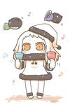  beamed_sixteenth_notes blush_stickers eighth_note handbell hat highres inishie kantai_collection looking_at_viewer monster musical_note northern_ocean_hime orange_eyes quarter_note santa_hat shinkaisei-kan sixteenth_note solo treble_clef white_hair 