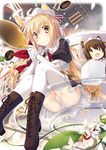  =d animal_ears apron ass black_dress blonde_hair boots brooch brown_hair cat_ears clock coffee_beans cross-laced_footwear cup dress elbow_gloves gloves highres jewelry long_hair maid_apron minigirl multiple_girls open_mouth original panties pantyshot pantyshot_(sitting) puffy_short_sleeves puffy_sleeves revision saucer short_sleeves sitting smile spoon sugar_cube t-ray teacup thighhighs underwear upskirt very_long_hair white_gloves white_legwear white_panties yellow_eyes |_| 