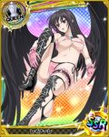  black_footwear black_hair black_wings boots breasts card_(medium) chess_piece covered_nipples cross-laced_footwear high_heel_boots high_heels high_school_dxd lace-up_boots large_breasts long_hair navel non-web_source official_art queen_(chess) raynare red_eyes solo thigh_boots thighhighs torn_clothes trading_card wings 