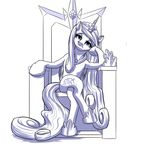  2014 bored crown cutie_mark equine female friendship_is_magic hair horn mammal monochrome my_little_pony mykegreywolf necklace princess_cadance_(mlp) sitting solo throne winged_unicorn wings 