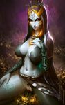  blue_skin breasts hood jewelry large_breasts midna midna_(true) navel nipples orange_hair pussy rain red_eyes sitting skirt skirt_aside solo spoilers tarakanovich tattoo the_legend_of_zelda the_legend_of_zelda:_twilight_princess uncensored yellow_sclera 