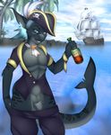  alcohol anthro beverage bottle canine collaboration cydergerra fin fish fur hair hat hybrid invalid_tag looking_at_viewer male mammal marine pirate popesslodovica sea shark sheath ship water wolf 