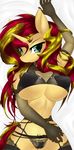  2015 anthro anthrofied bra clothing equestria_girls equine female hair horn lingerie long_hair mammal mirapony my_little_pony panties solo sunset_shimmer_(eg) underwear unicorn 