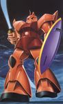  gelgoog gelgoog_s_char_custom gun gundam mecha mobile_suit_gundam official_art scan shield weapon zaku zaku_ii zanzibar 