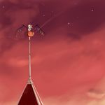  bad_id bad_pixiv_id flandre_scarlet highres mixer_(pixiv) night red_sky rooftop sky solo steeple touhou 