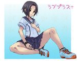  bob_cut kobayakawa_rinko love_plus minarai oekaki school_uniform shoes skirt sneakers solo watch wristwatch 