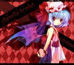  anna_(small_night) bat_wings blue_hair dress hat red_eyes remilia_scarlet short_hair solo touhou wings 