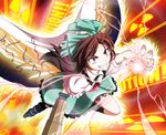  black_hair bow eyes long_hair red_eyes reiuji_utsuho solo touhou tri wings 