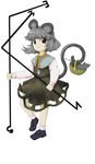  animal_ears dress full_body grey_hair jewelry mouse nazrin necklace official_art oota_jun'ya red_eyes shoes short_hair smile socks solo tail touhou transparent_background undefined_fantastic_object weapon 