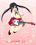  bad_id bad_pixiv_id black_hair brown_eyes guitar instrument jumping k-on! katatsuka_kouji long_hair nakano_azusa school_uniform solo twintails 