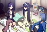  black_hair blue_hair brown_hair excited game_cg hood hoodie long_hair melty_blood misawa_hanei multiple_girls pajamas seo_akira short_hair slippers takeuchi_takashi toono_akiha tsukihime tsukihime_souka 