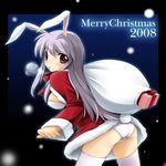  animal_ears ass bad_id bad_pixiv_id bunny_ears bunny_tail christmas long_hair narumizg panties pink_panties purple_hair red_eyes reisen_udongein_inaba santa_costume solo tail thighhighs touhou underwear 