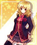  bad_id bad_pixiv_id blonde_hair copyright_request flower jewelry pendant red_eyes rose short_hair solo thighhighs uka_(color_noise) 