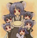  animal_ears bad_id bad_pixiv_id cake food grey_hair harukaze_unipo jewelry looking_at_viewer mouse_ears multiple_girls nazrin pastry pendant red_eyes short_hair touhou 