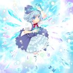  alternate_costume blue_eyes blue_hair bow cirno hair_bow ice large_bow md5_mismatch nanarinca short_hair solo thighhighs touhou wings wrist_cuffs 