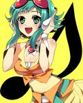  bad_id bad_pixiv_id collar goggles goggles_on_head green_eyes green_hair gumi headphones musical_note open_mouth short_hair short_hair_with_long_locks sidelocks skirt solo vocaloid wrist_cuffs yui_tooru 