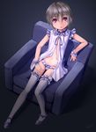  babydoll dreadtie flat_chest grey_hair highres original panties red_eyes short_hair solo thighhighs underwear 