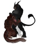  black_fur charr feline fellatio fur guild_wars horn horn_grab male mammal oral sex video_games 