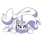  2014 black_and_white crouching crown equine female friendship_is_magic hair horn long_hair mammal monochrome my_little_pony mykegreywolf plain_background princess_celestia_(mlp) solo tongue tongue_out white_background winged_unicorn wings 