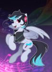  2018 black_hair blue_hair cutie_mark digital_media_(artwork) equine fan_character feral hair headphones hooves mammal my_little_pony open_mouth pegasus smile solo teeth tongue wings yakovlev-vad 