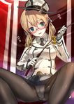  akasaai bespectacled breasts cosplay glasses gloves kantai_collection katori_(kantai_collection) katori_(kantai_collection)_(cosplay) large_breasts low_twintails military military_uniform miniskirt panties panties_under_pantyhose pantyhose prinz_eugen_(kantai_collection) riding_crop skirt solo spread_legs twintails underwear uniform white_gloves white_panties 