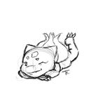  black_and_white bulbasaur crossed_arms laying_on_belly looking_at_viewer monochrome nintendo one_eye_closed pok&eacute;mon sketch talbotlynx tkitty video_games wink 