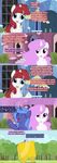  2015 beavernator blue_eyes blue_hair building comic diaog english_text equine female friendship_is_magic gold hair horn lauren_faust_(character) mammal my_little_pony outside pink_hair princess_celestia_(mlp) princess_luna_(mlp) purple_hair red_hair running text window winged_unicorn wings 