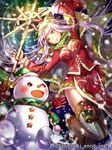  bad_id bad_pixiv_id bell blush character_request christmas company_name cross dragon_tactics gloves hat holly ichinose777 long_hair official_art open_mouth red_gloves santa_hat snowman staff thighhighs yellow_eyes 