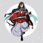  black_hair blue_eyes highres izumi-no-kami_kanesada japanese_clothes katana male_focus ponita solo sword touken_ranbu weapon 