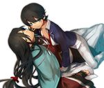  bad_id bad_pixiv_id black_hair blue_eyes from_above horikawa_kunihiro izumi-no-kami_kanesada japanese_clothes long_hair low-tied_long_hair male_focus multiple_boys sanzenshin_akuta touken_ranbu 