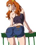  :3 anjou_naruko ano_hi_mita_hana_no_namae_wo_bokutachi_wa_mada_shiranai. ass bare_shoulders bracelet brown_hair butt_crack denim denim_shorts earrings jewelry long_hair revision short_shorts shorts simple_background solo suna twintails 