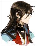  black_hair blue_eyes earrings izumi-no-kami_kanesada japanese_clothes jewelry long_hair male_focus profile solo tekla touken_ranbu 